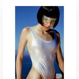 Zara nwt silver metallic swim suit
